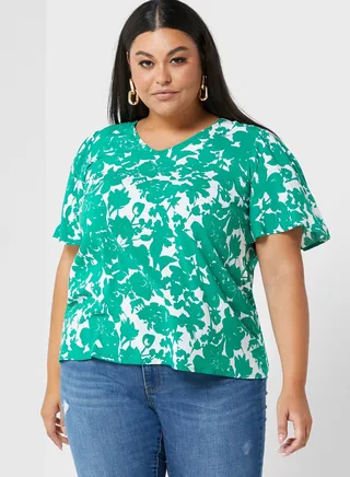 Round Neck Printed Top