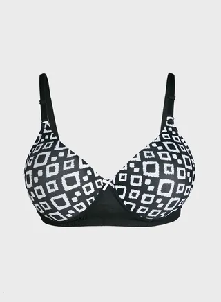 Level 1 Push-up Non-Wired Demi Cup Geometric Print T-shirt Bra