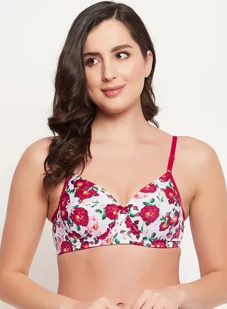 Padded Non-Wired Full Cup Floral Print T-shirt Bra