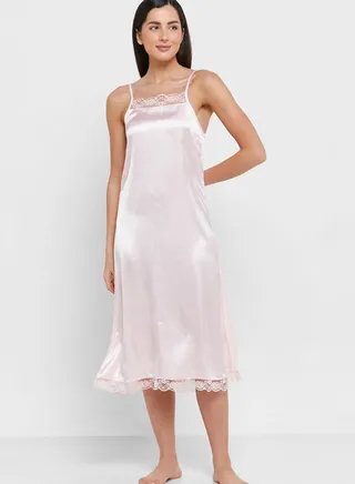Lace Detail Solid Nightie