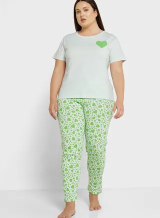 Graphic Nightwear T-Shirt And Pyjama Set