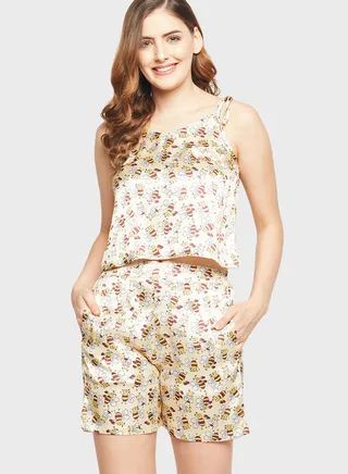 Printed Top & Pyjama Shorts Set