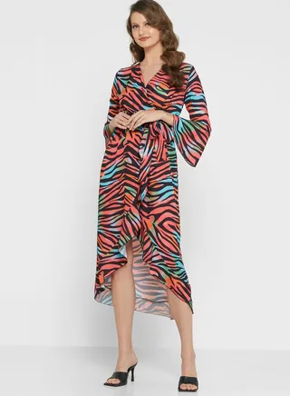 Ruffle Detail Printed Dress
