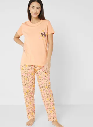 Graphic T-Shirt And Pyjama Set