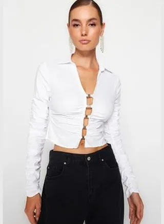 The Ecru Fitted Poplin Shirt TPRAW24GO00003