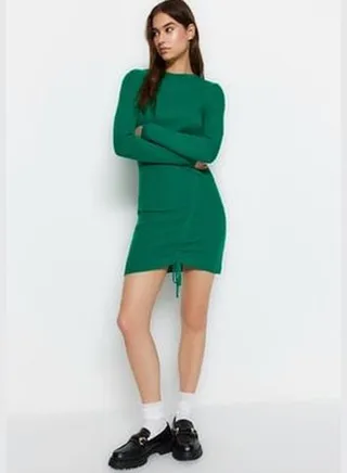 Green Mini Knitwear Dress TWOAW23EL00443