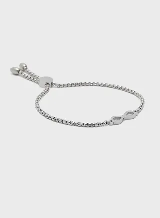 Infinity Endless Love Pendant Adjustable Slider Clasp Bracelet