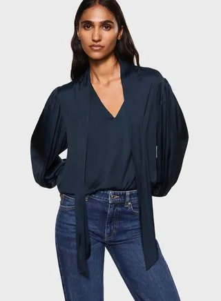 Tie Detail Ruffle Sleeve Top