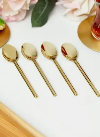 Set Of 4 Moderne 24Ct Gold Plated Spoons