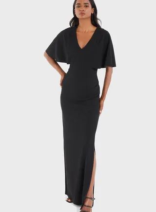 V-Neck Flared Sleeve Dress