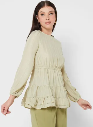 Textured Detail Solid Tunic