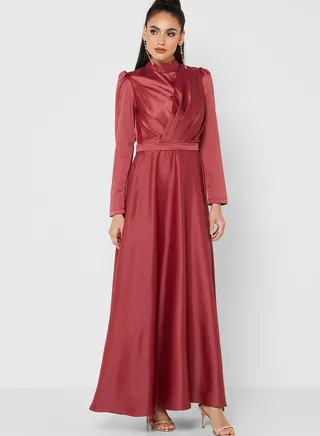 Puff Sleeve Fit & Flare Dress