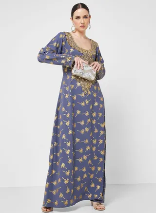 Embellished Crew Neck Jalabiya