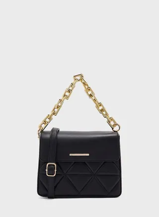 Quilted Flapover Crossbody Bag