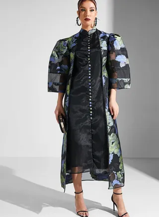 Floral Print Button Detail Dress