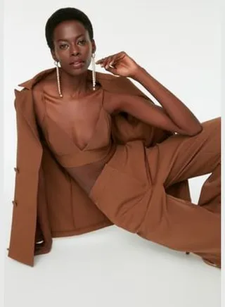 Brown Strap Bustier TPRAW22BS0005
