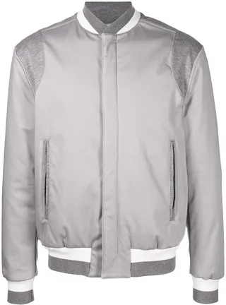 Stripe-Trimmed Bomber Jacket