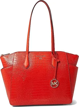 MICHAEL Michael Kors Marilyn Medium Top Zip Tote (Optic Orange) Handbags