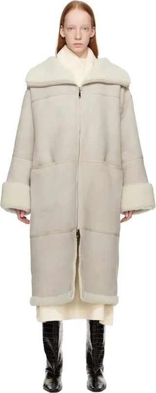 Totême Off-White Signature Shearling Coat