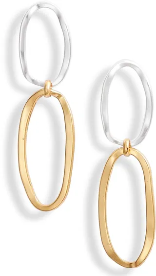 Mixed Metal Drop Earrings