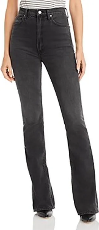 Mother Wedge Slit Heel High Rise Bootcut Jeans in Mouthwater