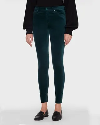High-Rise Skinny Velvet Ankle Jeans