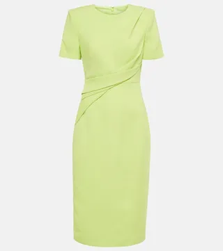 Gathered wool and silk midi dress