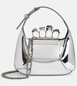 Jewelled metallic leather tote bag