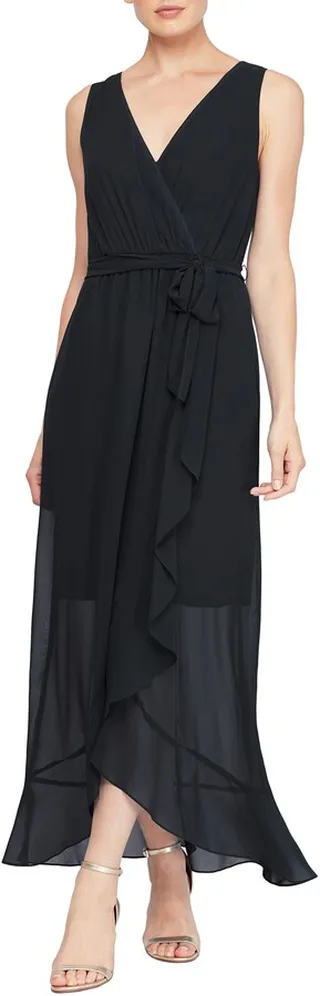 Ruffle Sleeveless Wrap Dress