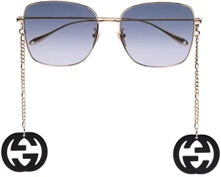Logo-Pendant Square-Frame Sunglasses