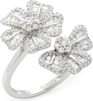 14K White Gold & 1.01 TCW Diamond Floral Ring
