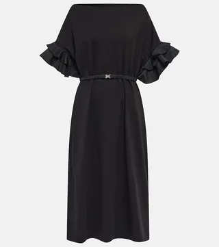 Ruffle-trim cotton dress