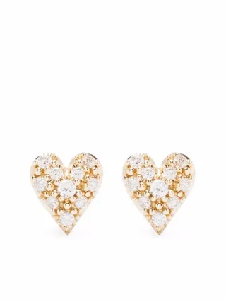 14kt Yellow Gold Small Diamond Heart Stud Earrings