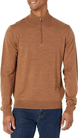 Goodthreads Men's Lightweight Merino Wool Quarter-Zip Jumper (Available in Tall)