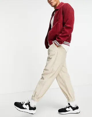 ASOS DESIGN oversized tapered cord pants in rope effect cord