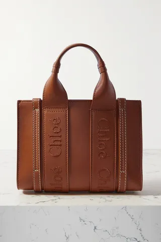 Chloé - + Net Sustain Woody Mini Embroidered Leather Tote - Brown
