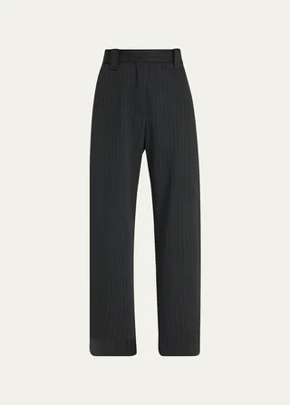 Striped Straight Cropped Pants