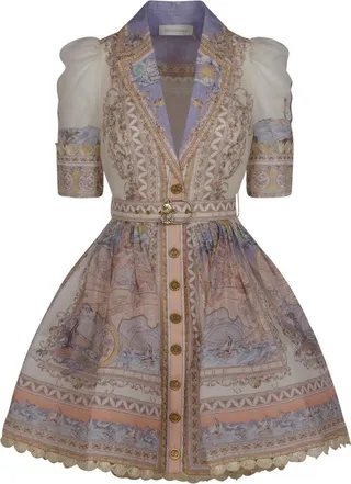 Zimmermann High Tide V-Neck Belted Mini Dress