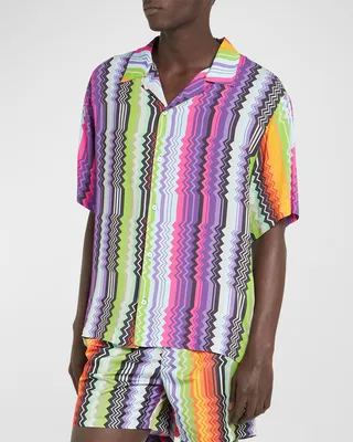 Men's Multicolor Zigzag Camp Shirt