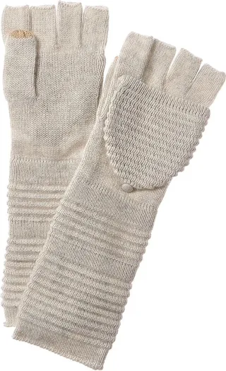 Qi Cashmere Textured Long Pop Top Cashmere Gloves