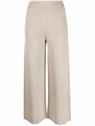 Cropped Wide-Leg Knitted Trousers