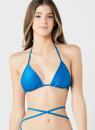 Ribbed Triangle Bikini Top