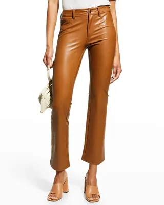 Claudine Faux Leather Flared Ankle Jeans
