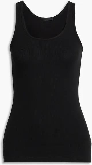 Ribbed cotton-blend tank