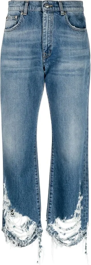 Distressed-Effect Straight-Leg Jeans