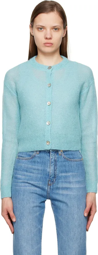 Vince Blue Brushed Button Cardigan
