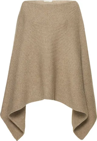 Romie cashmere rib knit cape coat