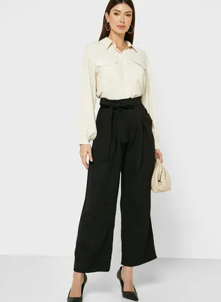 Front Pleat Wide Leg Pants