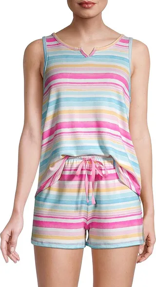 2-Piece Stripe Pajama Short Set