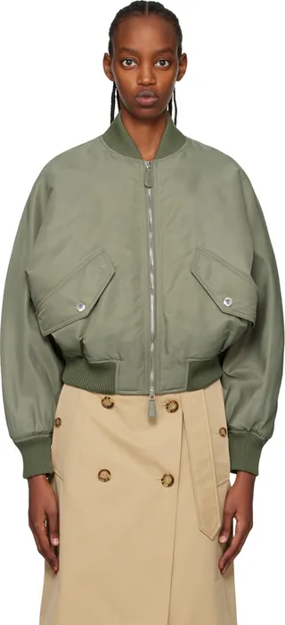 Burberry Green Zip Bomber Jacket